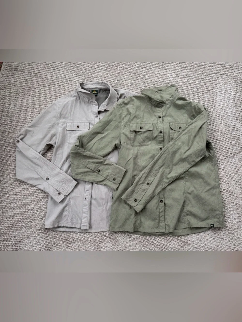 EMS Men's Long-Sleeve Button-Down Shirt - Olive Green & Light Gray
